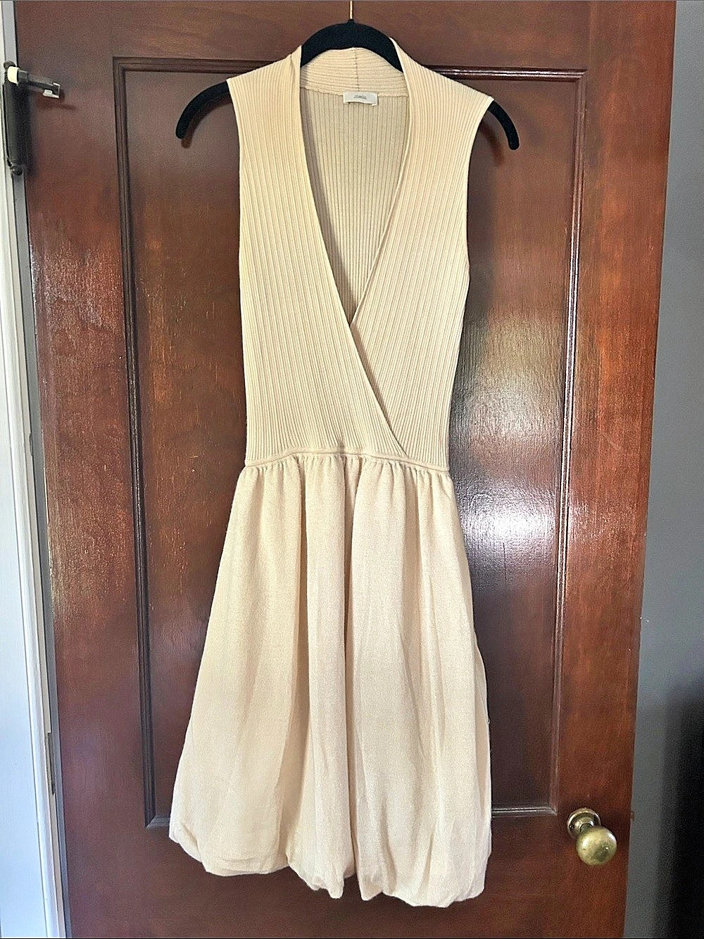 Malo Ribbed Midi Dress in Beige Size 40
